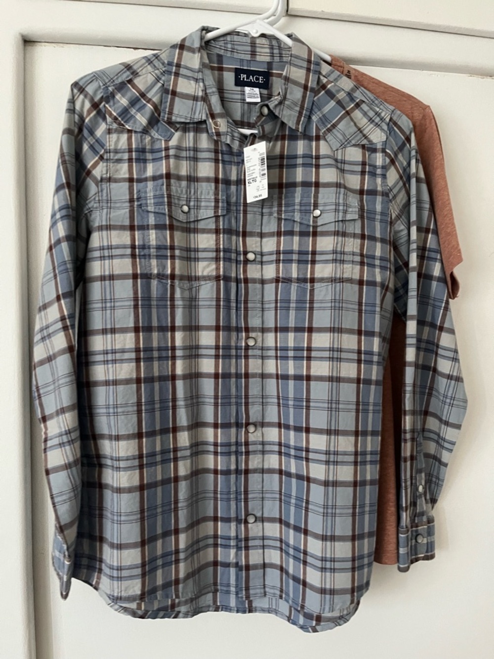 Place Blue & Brown Plaid Snap-Front Shirt